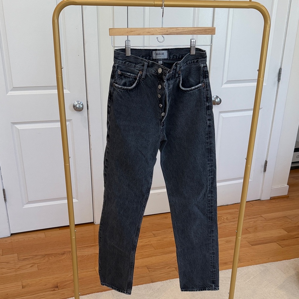 Agolde Women's Black Straight Leg Jeans